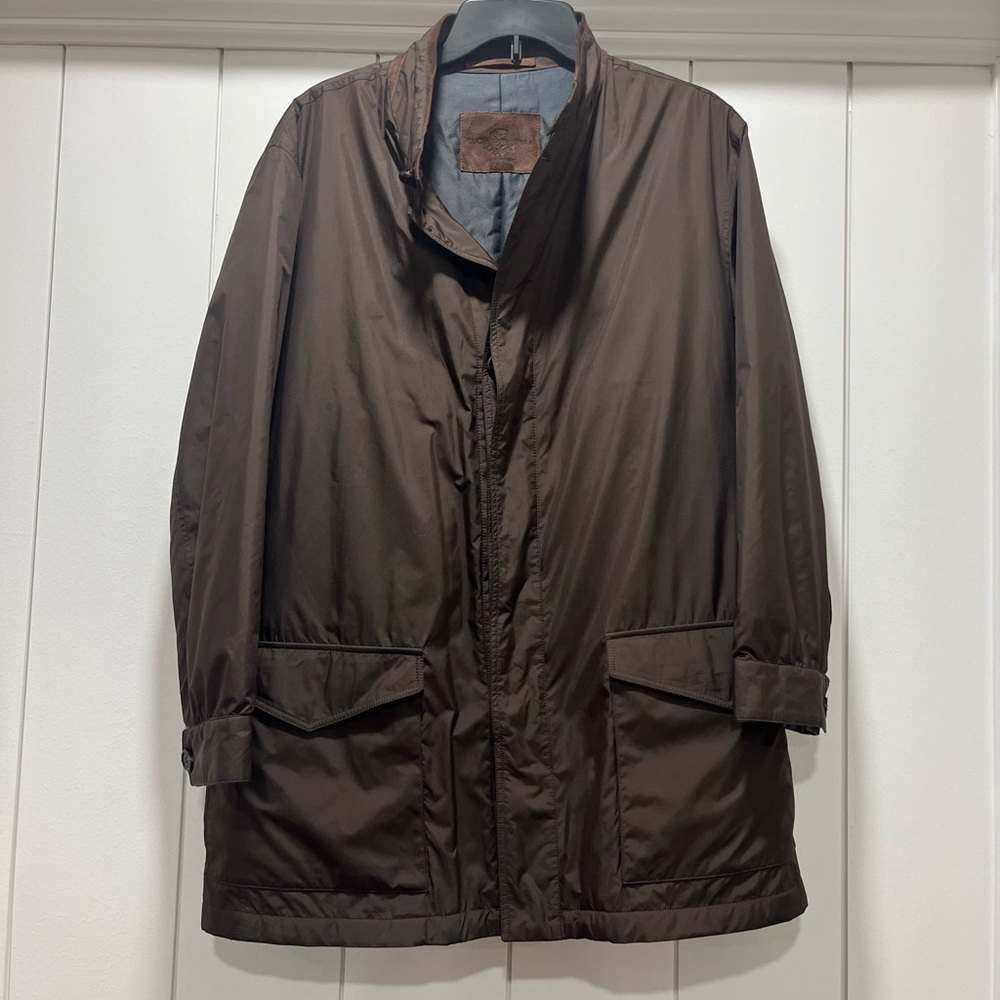 LUCIANO BARBERA Brown Button Up Coat Made In Italy Size XL . EU 52. Insulated .